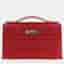 Hermes Kelly Pochette Rouge Vif Epsom Calfskin Leather Clutch Bag