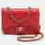 Chanel Classic Flap Red Quilted Leather Clutch With Chain
