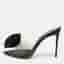 Le Silla Rose Applique Size 40 Black PVC and Satin Slide Sandals