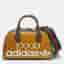 Gucci x Adidas Brown GG Supreme and Leather Duffle Bag