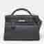 Hermes Kelly Maxi 42 Palladium Finish Gris Misty Togo Leather Top Handle Bag
