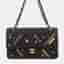 Chanel Matelasse Double Flap 25 Black Lambskin Leather Shoulder Bag