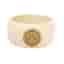 Roberto Cavalli Cream Resin Logo Medallion Wide Bangle Bracelet