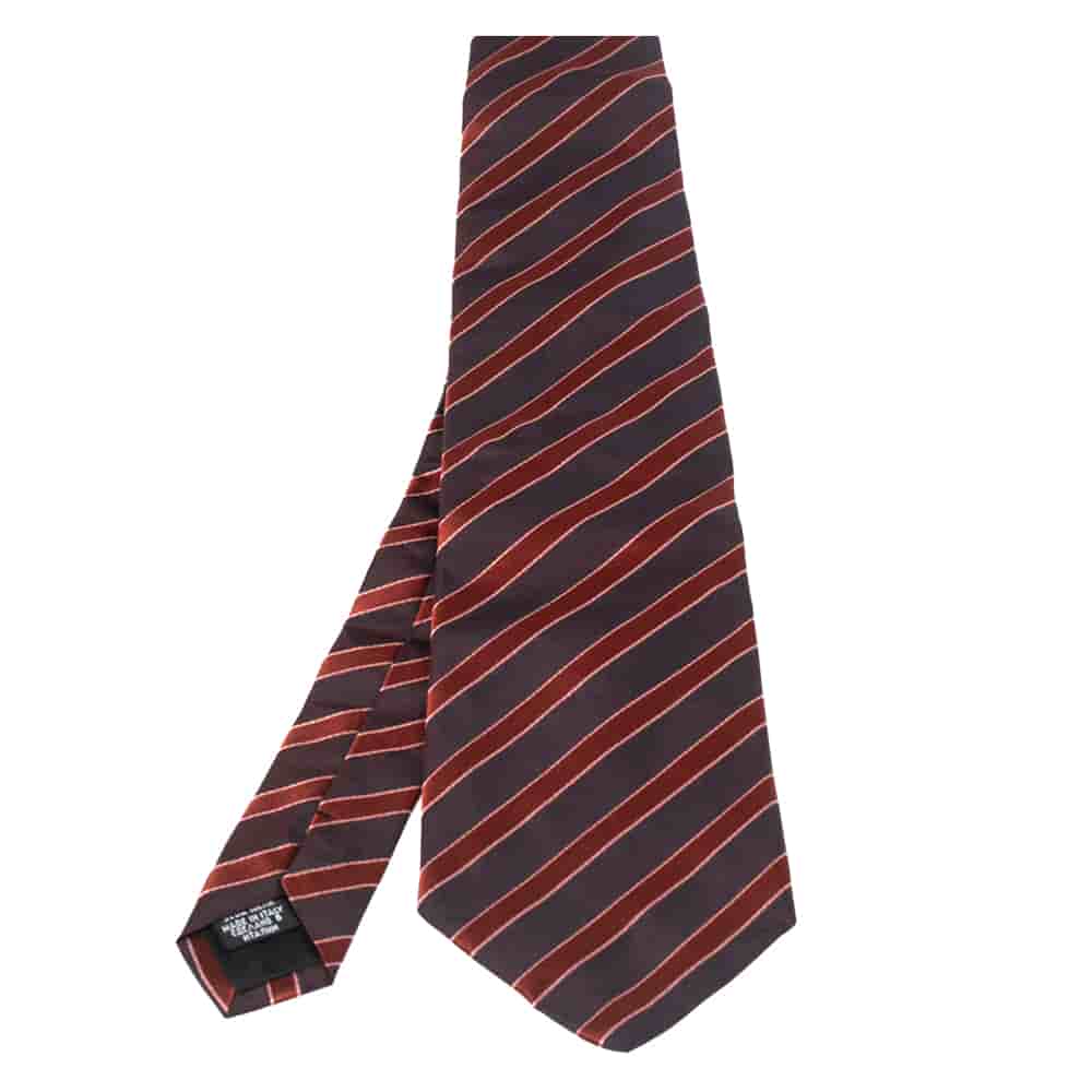 Boss By Hugo Boss Brown & Orange Striped Silk Tie