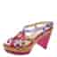 Prada Multicolor Leather Cork Heel Platform Slingback Sandals Size 41
