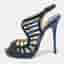 Jimmy Choo Kenan Size 36.5 Blue Python Leather Platform Sandals