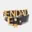 Fendi x Versace Black Leather Logo Letters Buckle Belt 105CM
