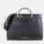 Charriol Forever Black Grained Leather Top Handle Bag
