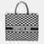 Dior Black/White Checkered Embroidered Canvas Large Book Tote