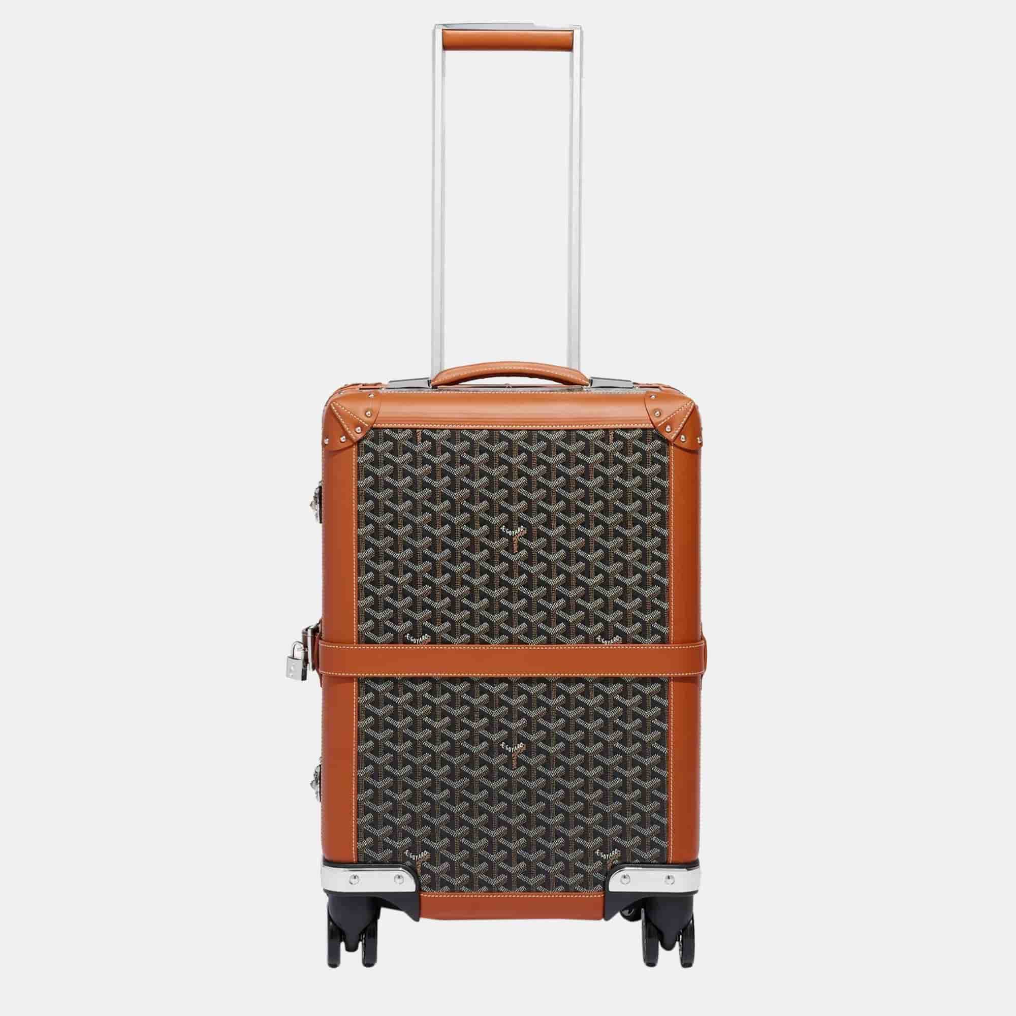 Goyard Black & Tan Goyardine Canvas & Clamecy Cowhide Bourget PM Trolley Case