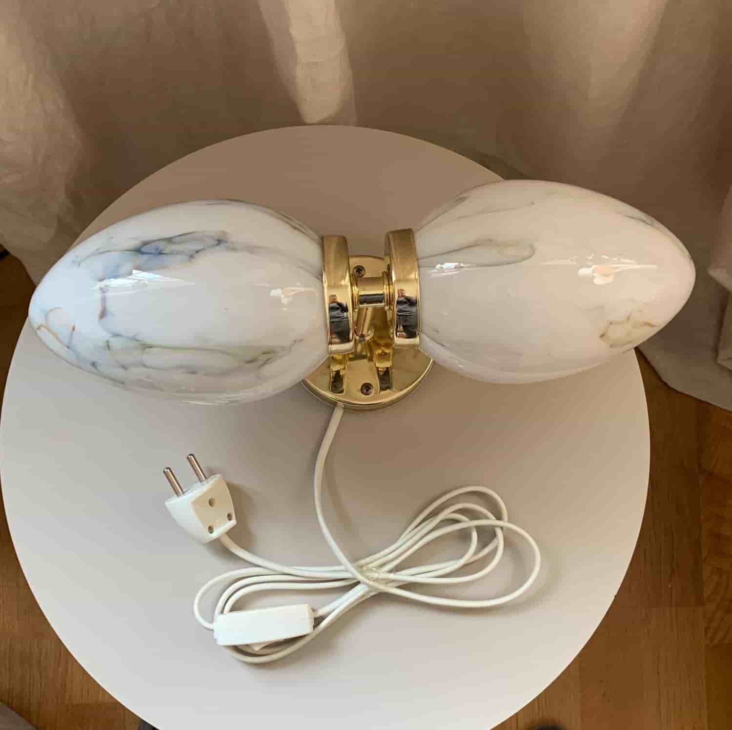 Lampa, markslöjd, marmorerat glas, bananfäste, ojordad