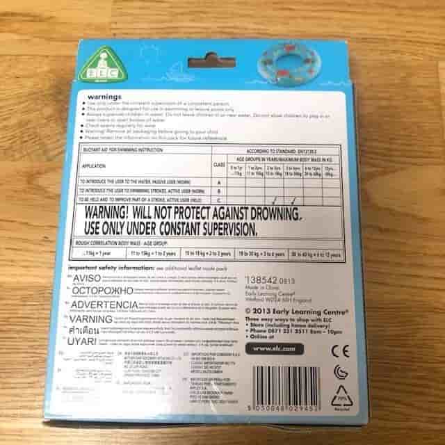 Crab Swim Ring from Early Learning Centre 2-6 Years - NEW
