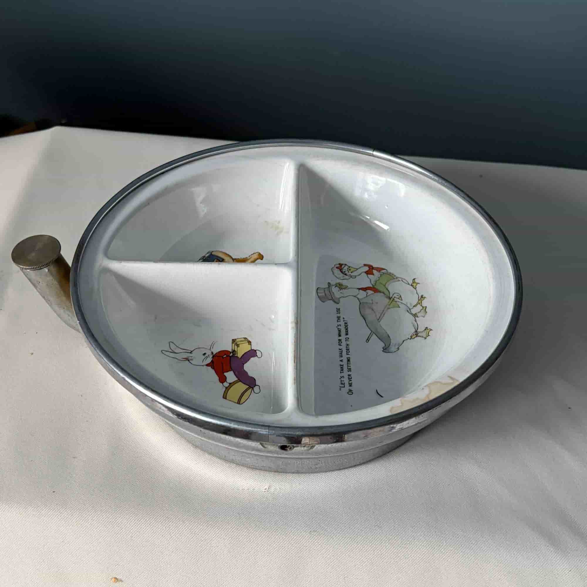 vintage varmhållare för barnmat ,barnmatskål med vattenmantel.