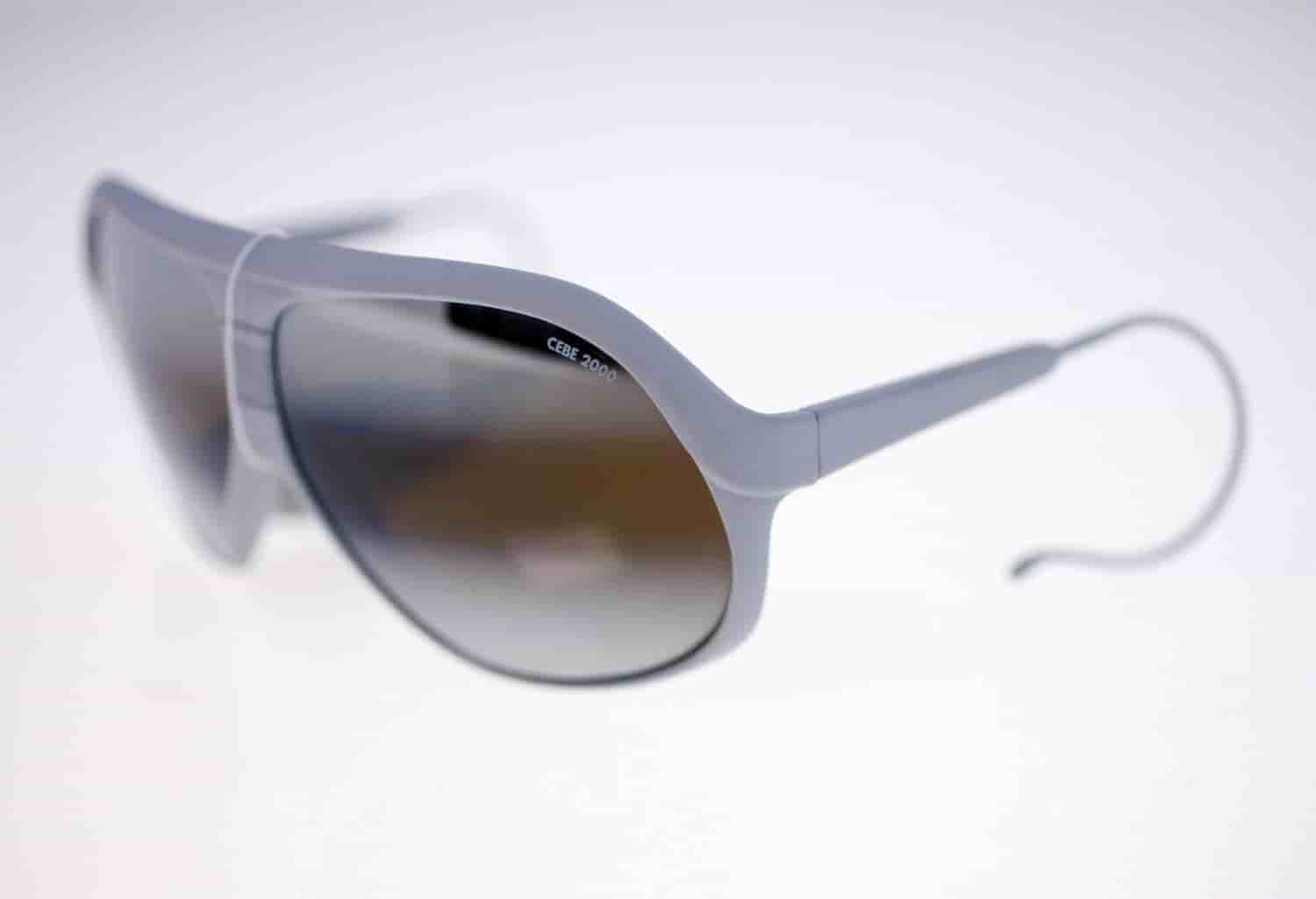 Cebe 2000 French vintage gray plastic pilot-style sunglasses for men-1980s-NEW