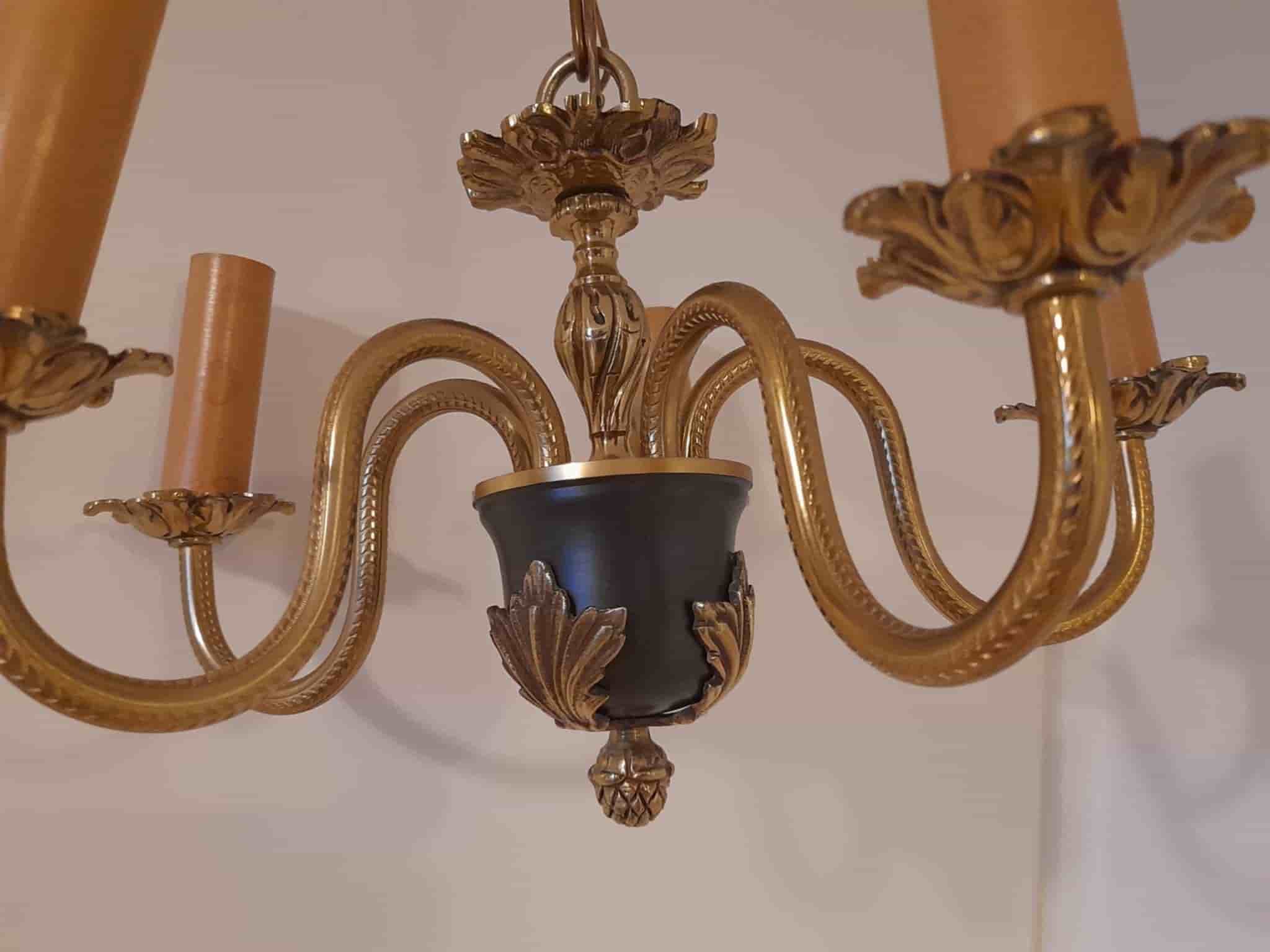 Vintage taklampa – mässing, 5 armar, 48×59 cm
