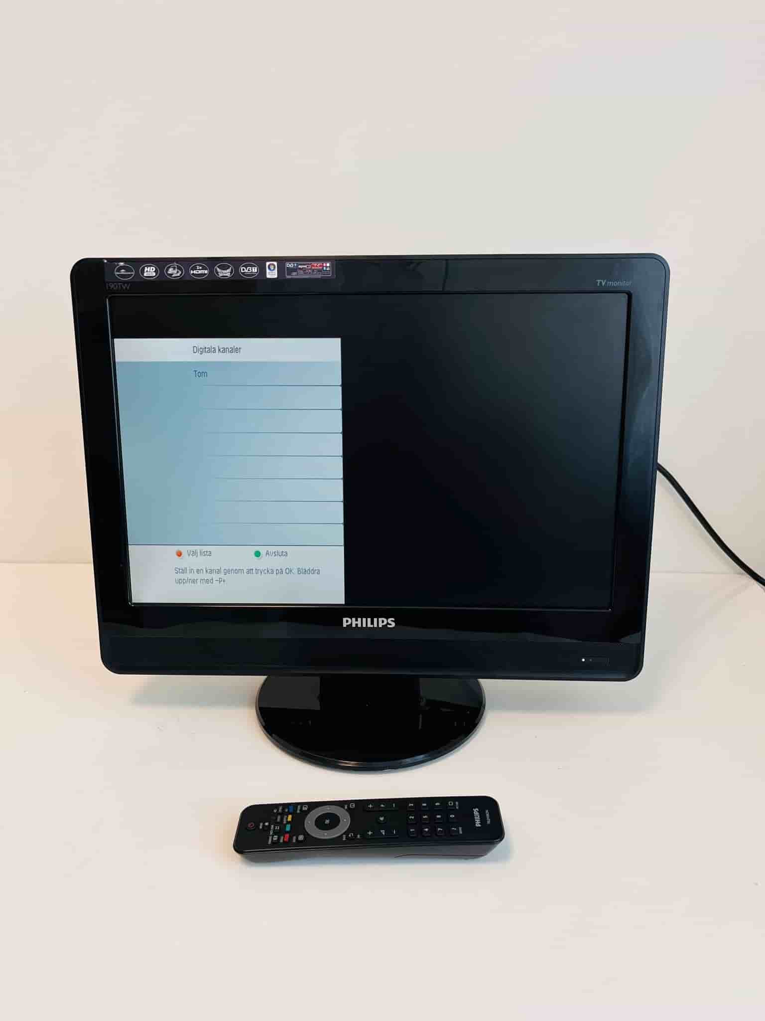 TV Philips 19,Tum 190TW9FB/00 TV-monitor Med Fjärrkontroll.