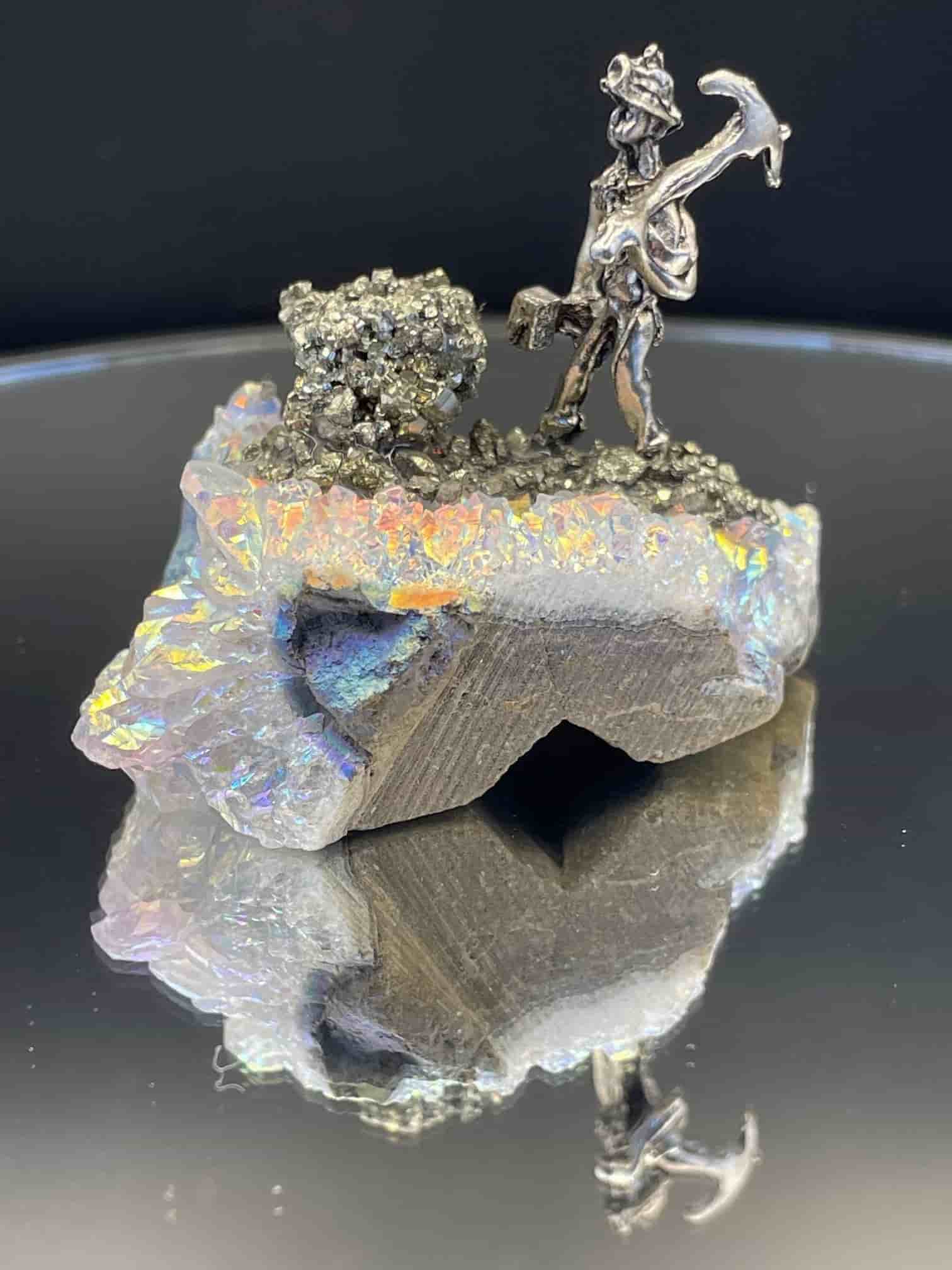 ~ Unikt Ornament ~ Gruvarbetare på Aura / Ängel Kvarts ~ NYTT