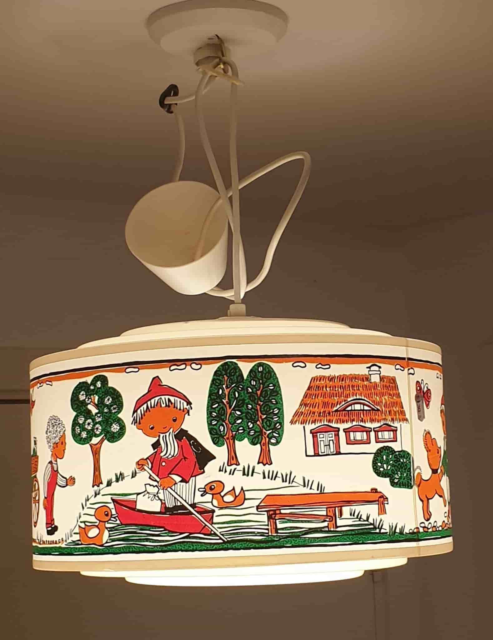 Retro 60tal Taklampa John Blund med lampa armatur Barnmotiv
