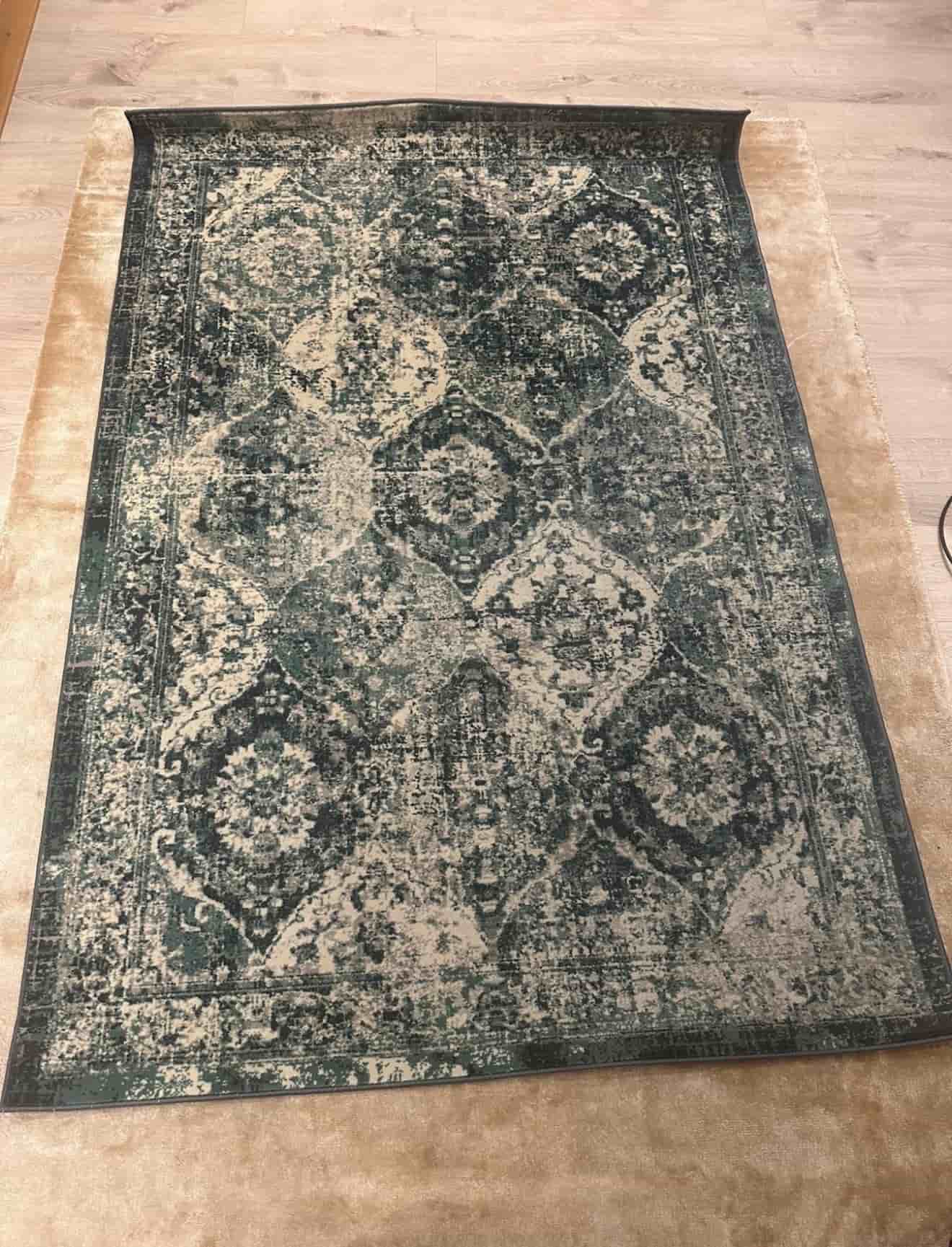Helt Ny & praktisk matta – modern vintagekänsla Beige & grön, 133x195 cm