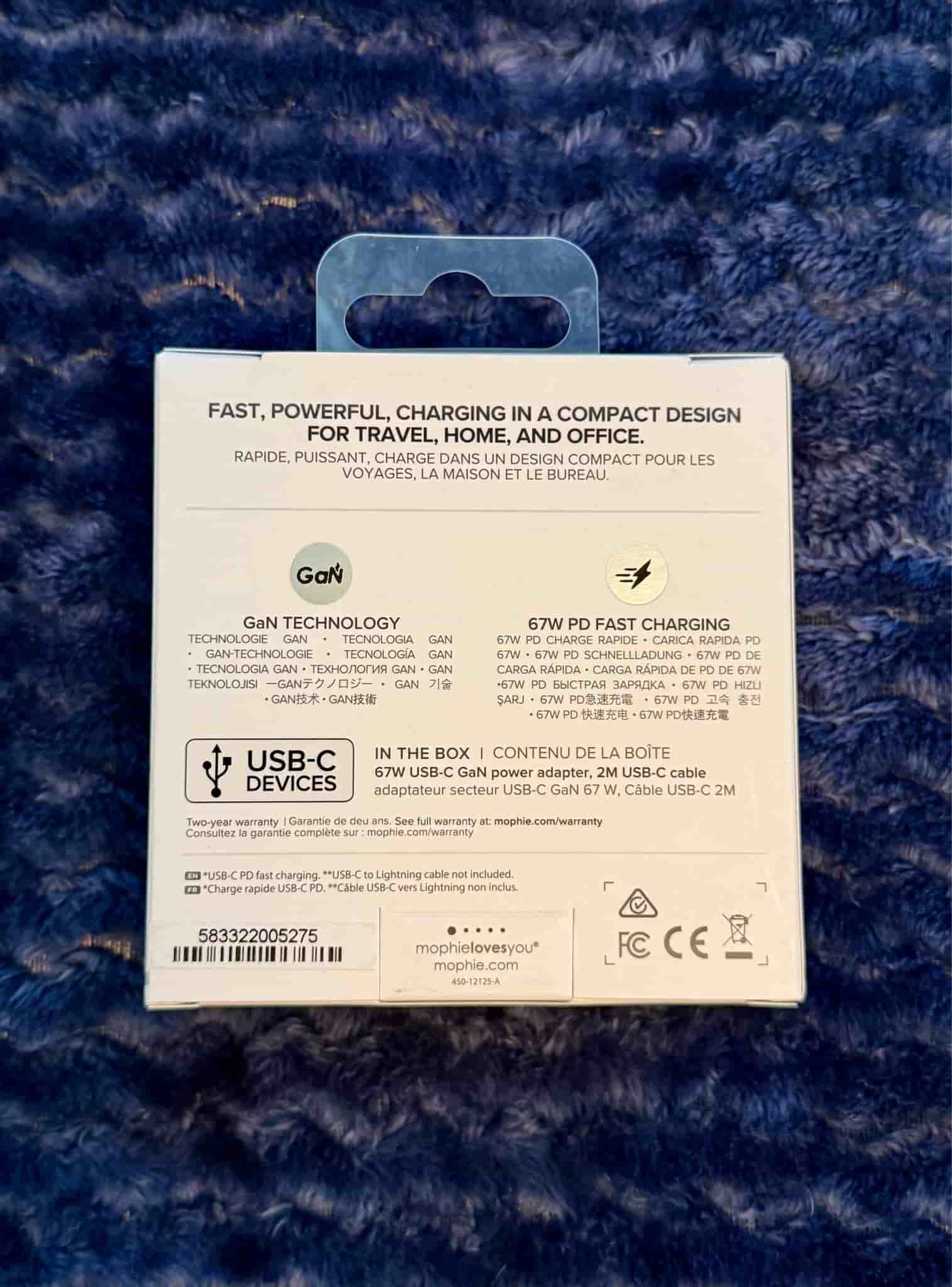 Mophie Speedport 67 GaN väggladdare