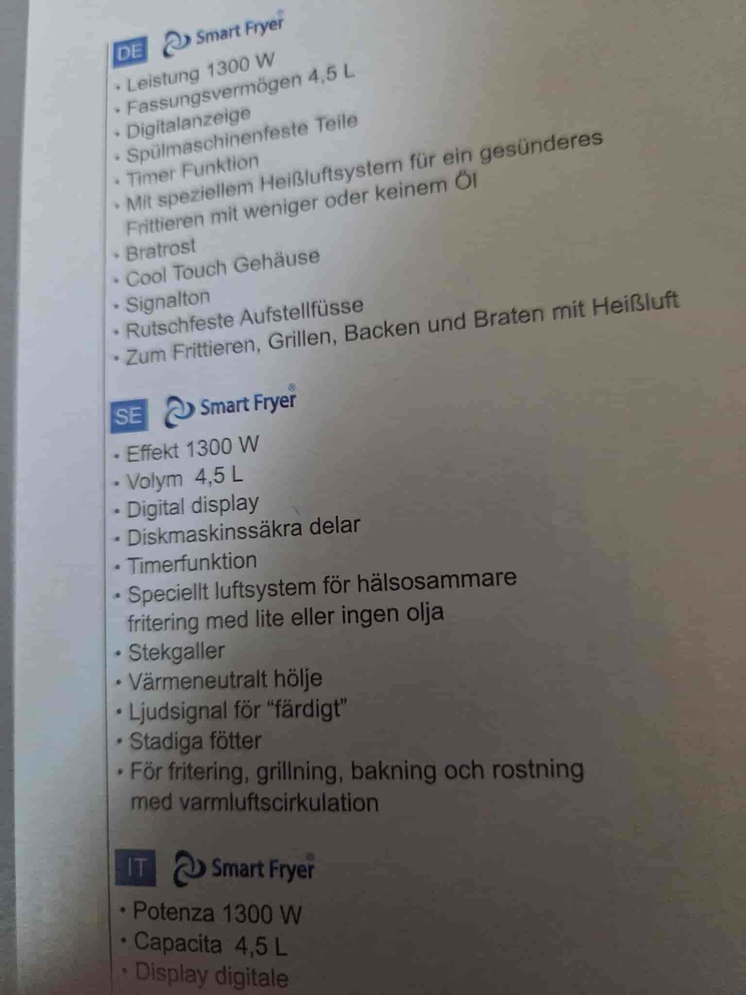 Emerio Smart Fryer AF-129084 Airfryer 4,5 L oanvänd