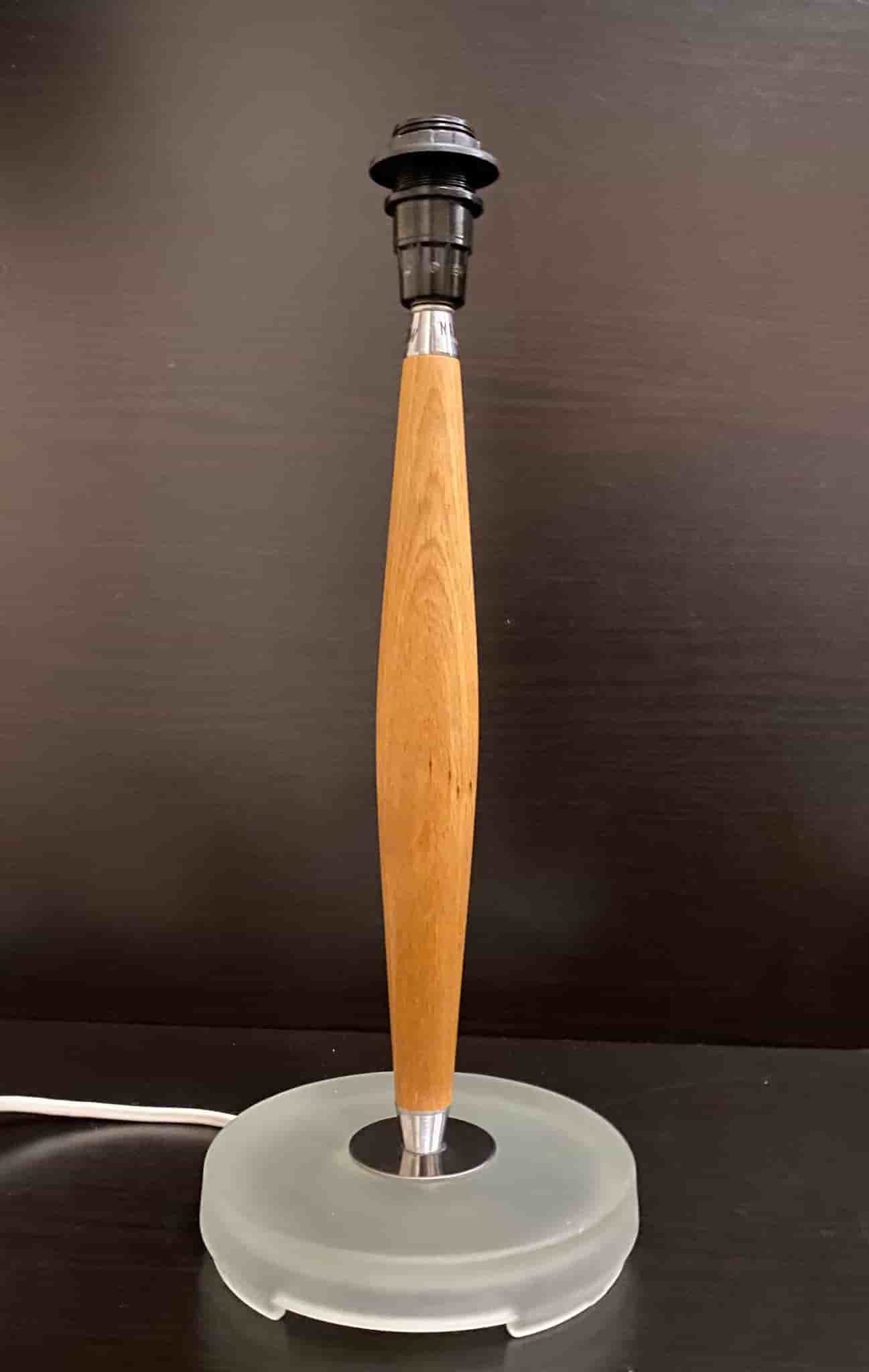 Retro Vintage IKEA Bordslampa Trä och frostat glas