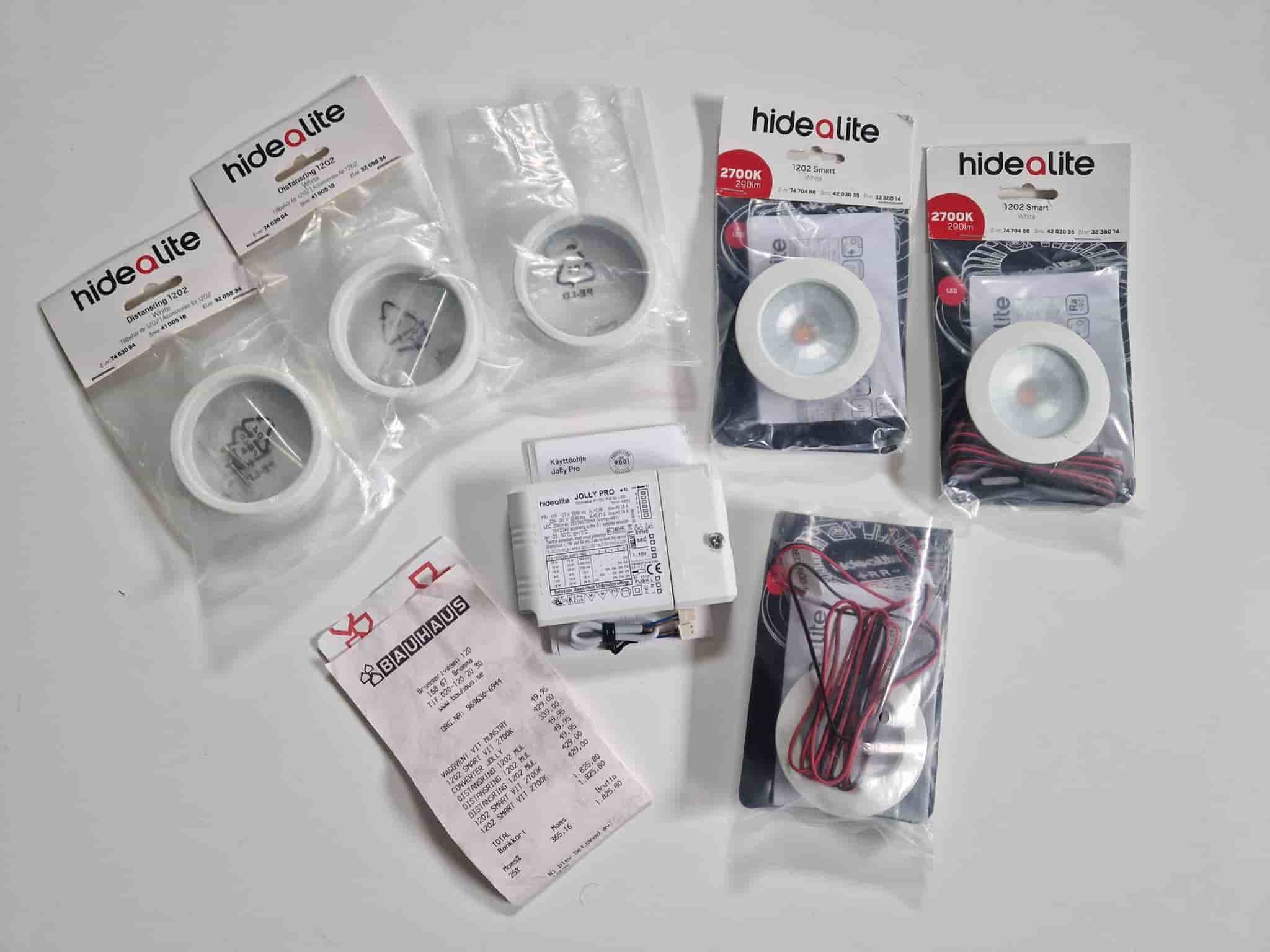3st Hidealite 1202 Smart LED-spotlights med Jolly Pro-drivdon