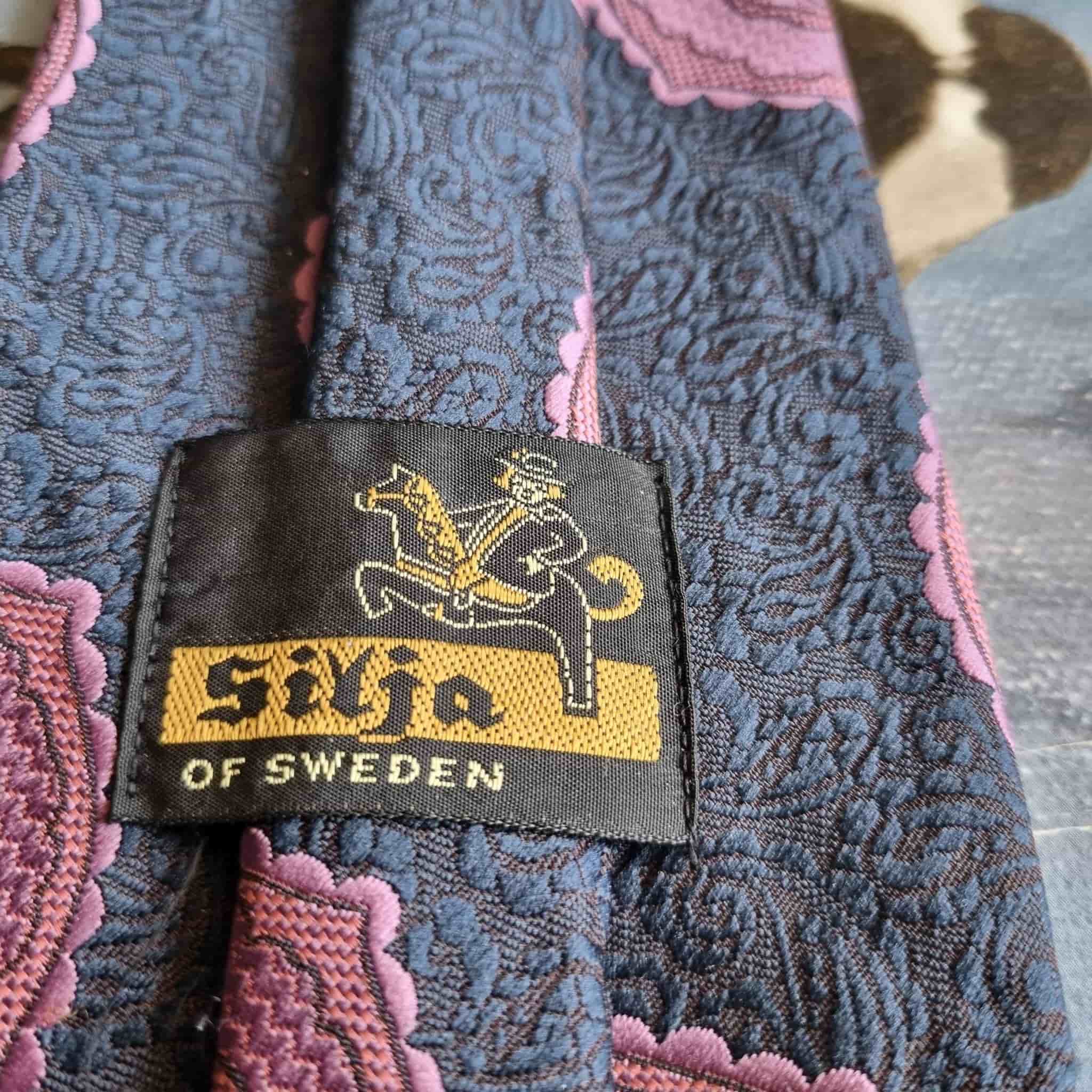 Silja of Sweden mörkblå, lila slips ny oanvänd