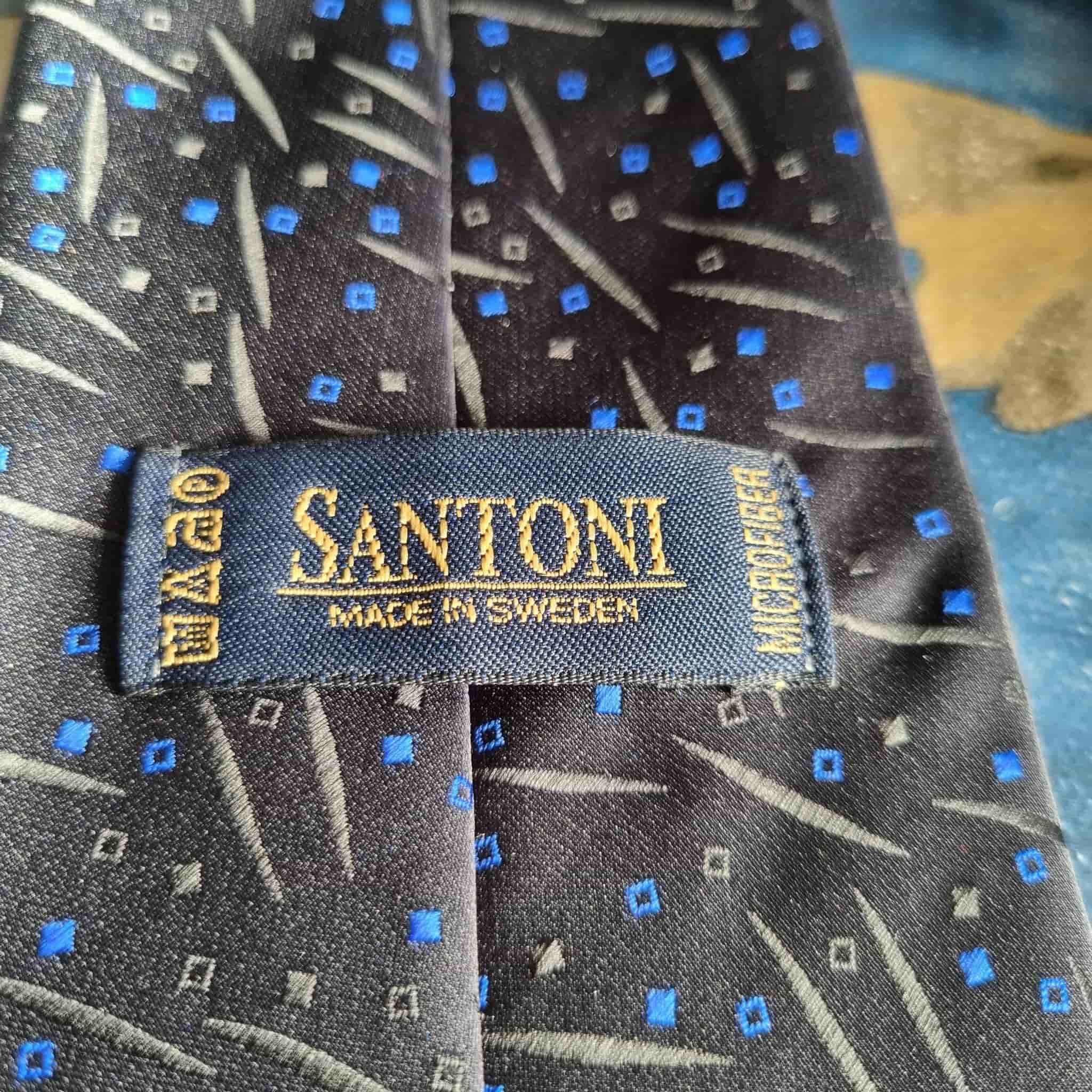 Santoni svarta, blå, grå slipsar