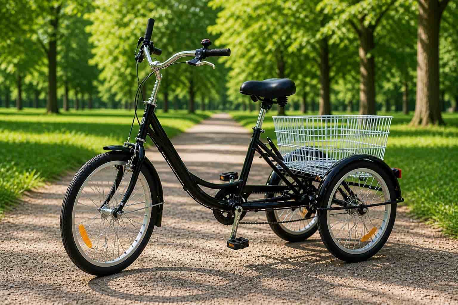 Stabil trehjulig cykel – helt ny, med korg