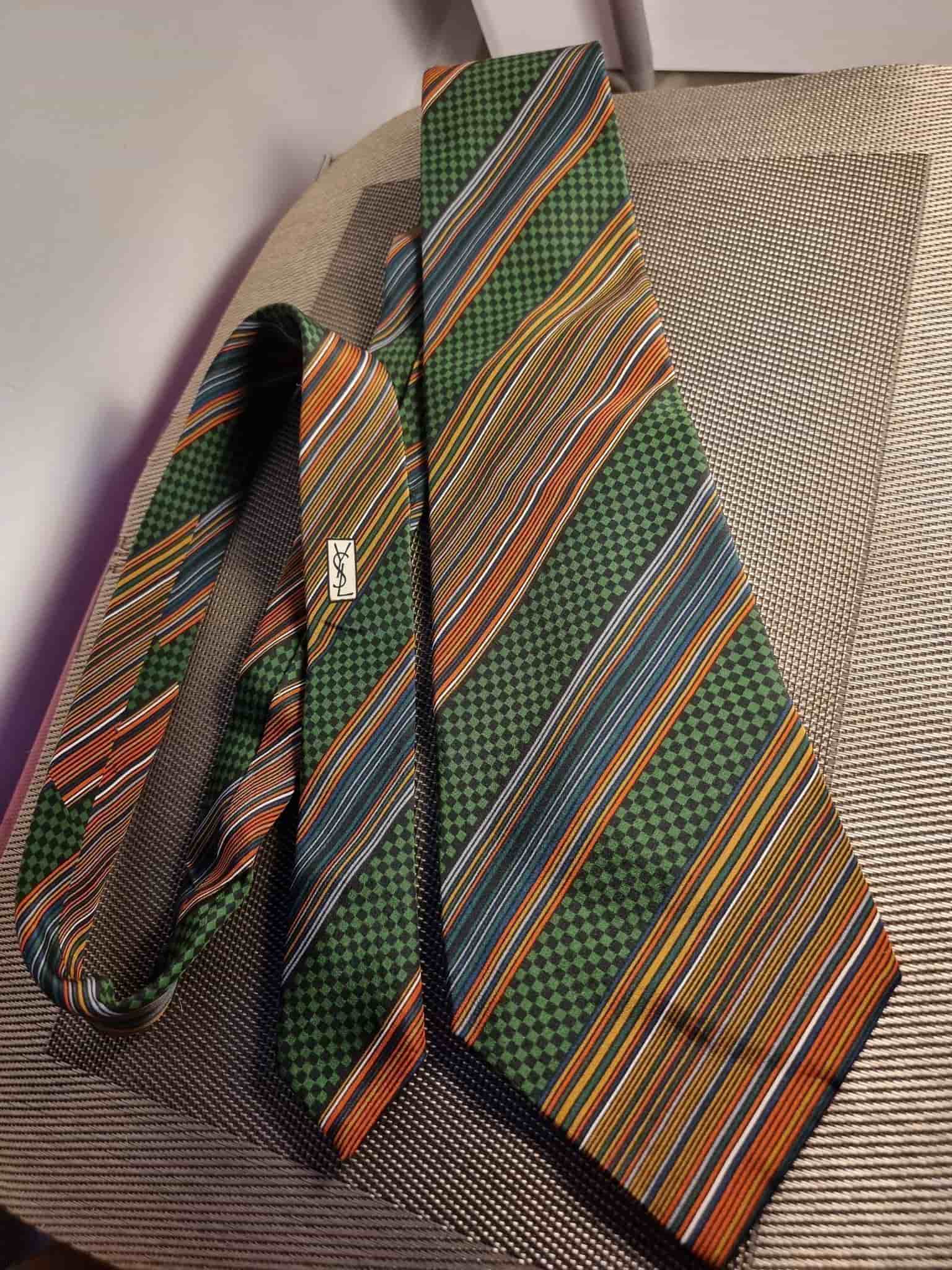 Vintage Yves Saint Laurent grön/orange slips,70-talsstil
