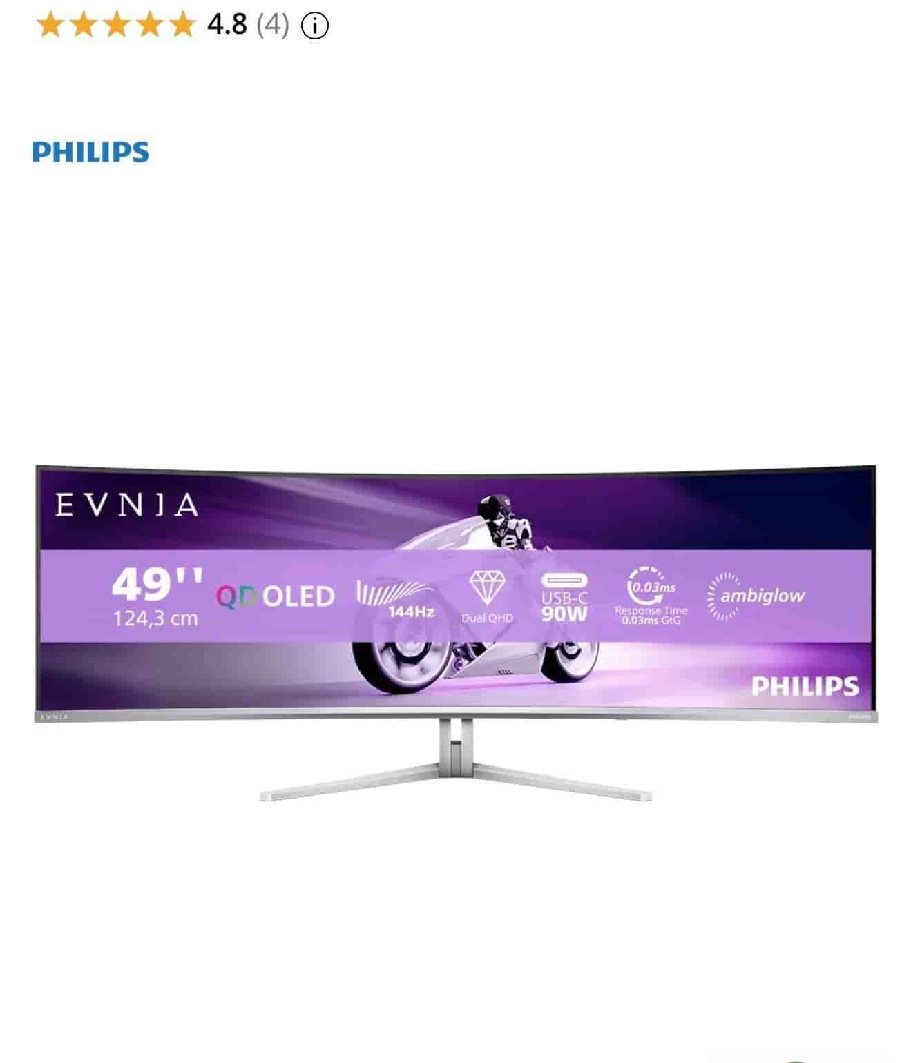 Gaming monitor helt oöppnad curved Evnia 49QD OLED