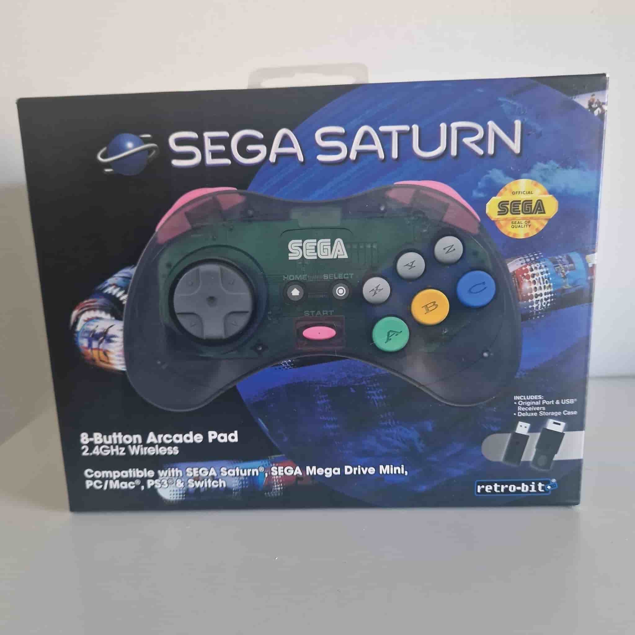 Retro-Bit Sega Saturn 8-knappars Arcade Pad 2.4GHz Trådlös