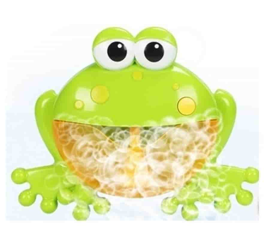 Bubbelmaskin badgroda med bubblor och musik