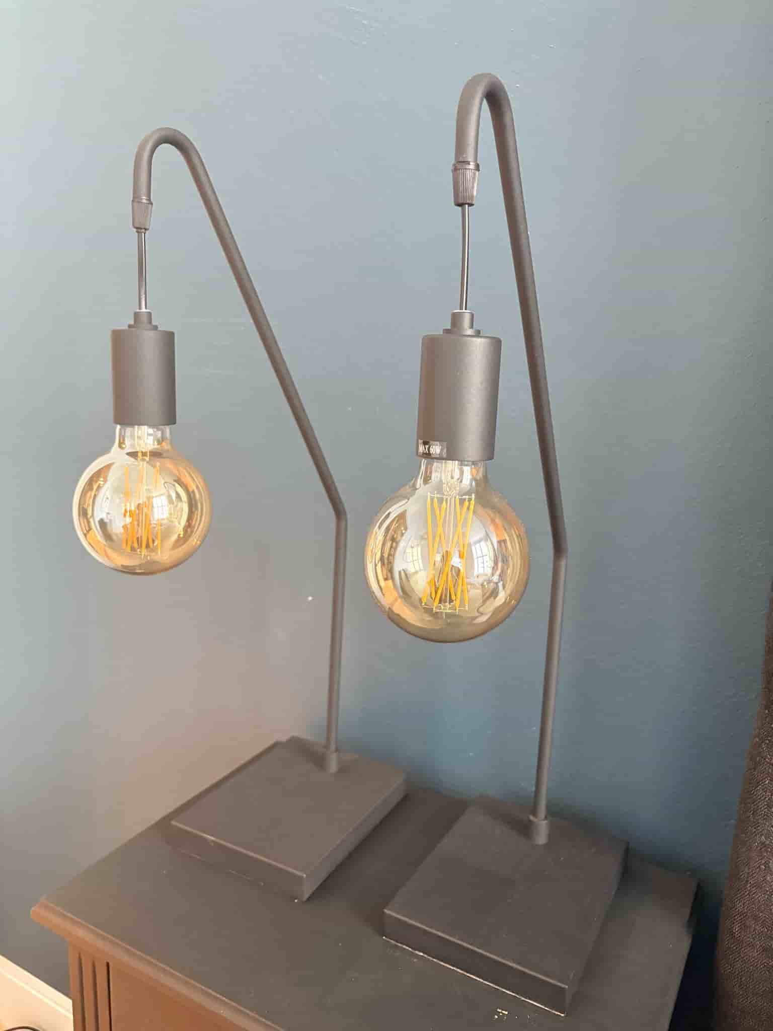 Pair of Industrial Matte Black Table Lamps