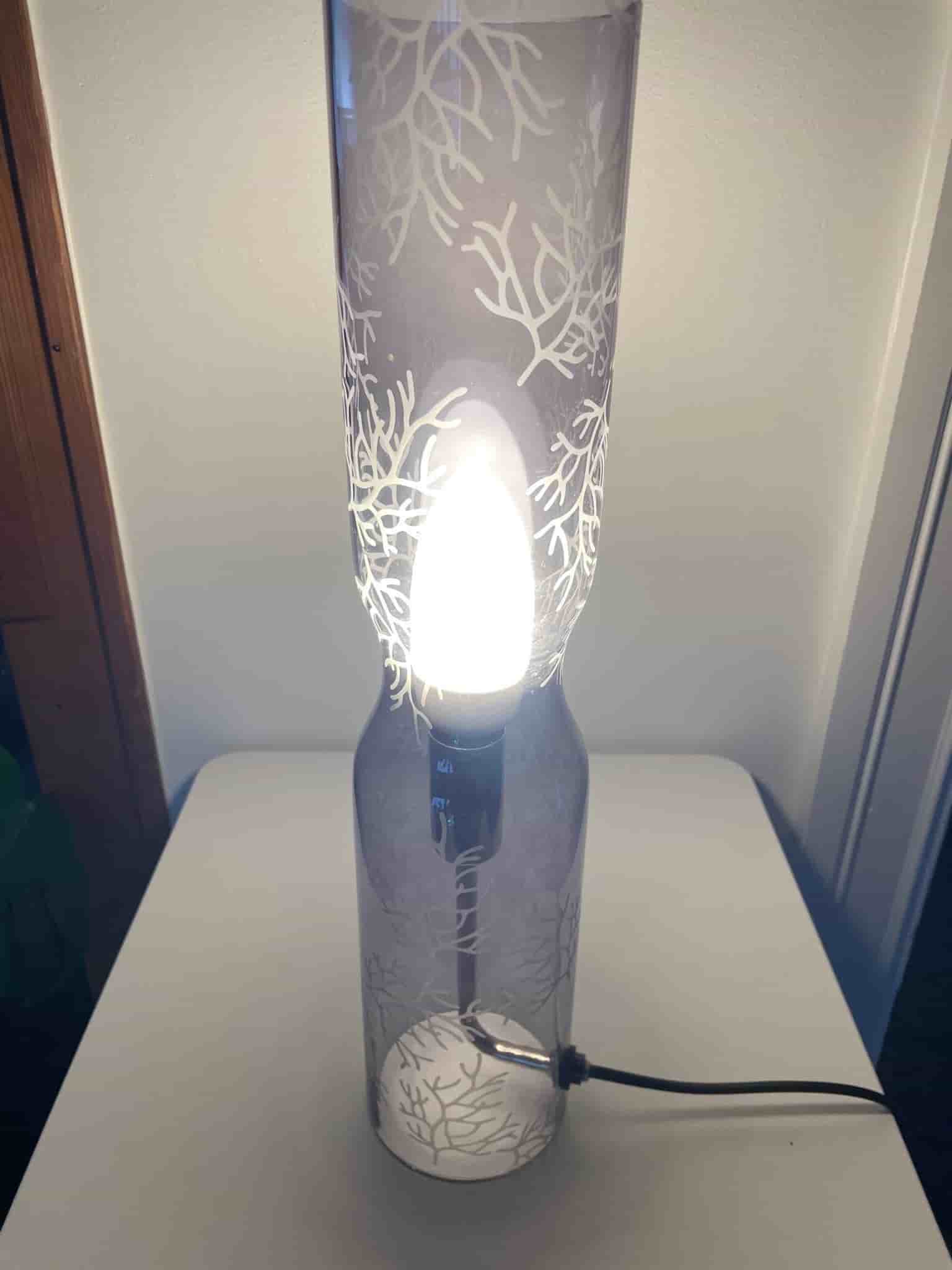 IKEA SMÄRT Mörktonad Grenmönstrad Cylinderbordslampa Designad av Michiko Nakata