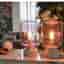 Bordslampa i rosa glas och marmor