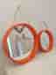 Retro Vintage SPEGLAR 2 st. Plast 1960/70-tal. Två runda speglar med orange ram
