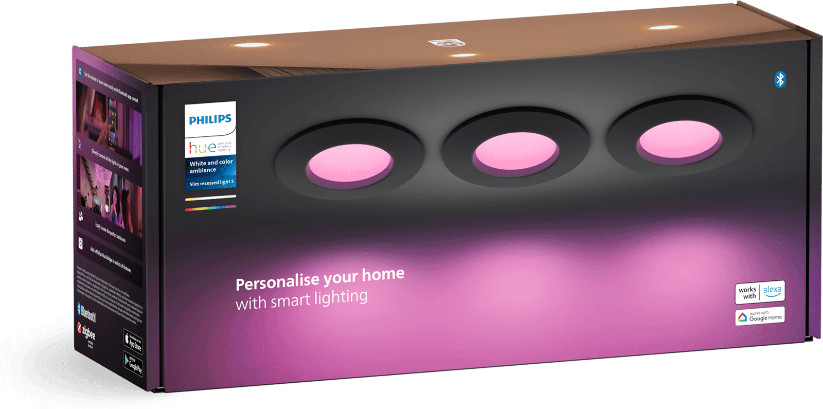Philips Hue White Color Infälld Spotlight 90mm Svart 3-pack