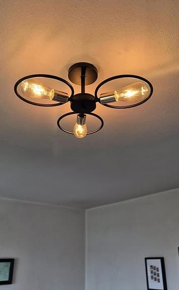 3 st. Vintage Industriell Chandelier Set – Metall, Svart