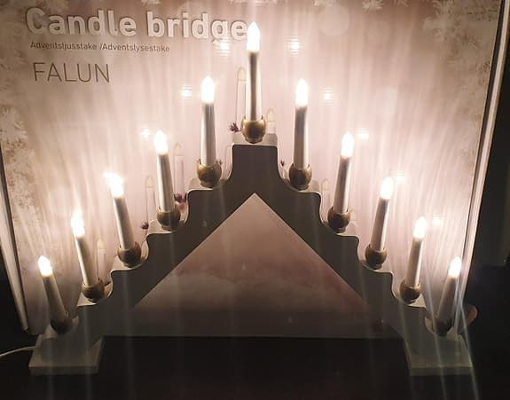 stor 11-armad adventsljusstake vit Falun