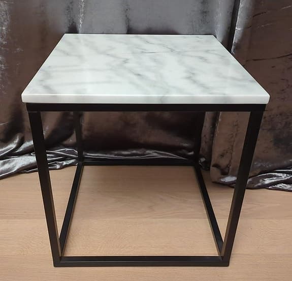 Soffbord Axx Litet 50x50, svart/grå marmor