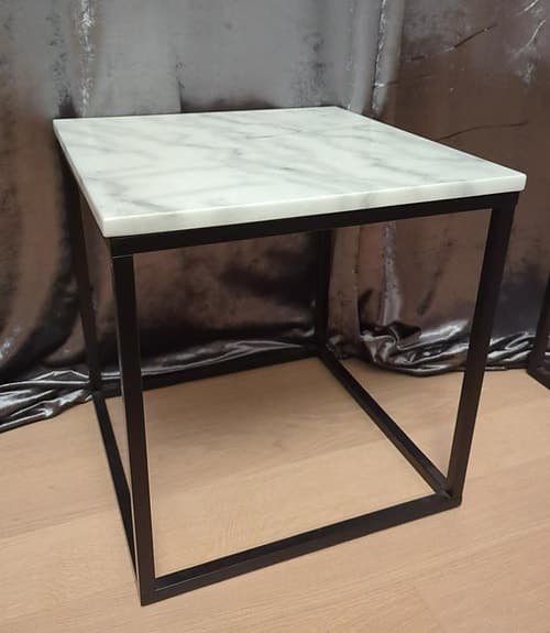 Soffbord Axx Litet 50x50, svart/grå marmor