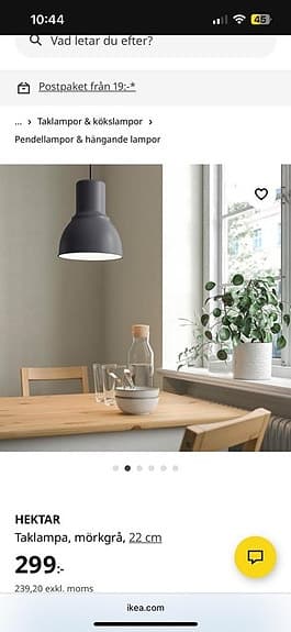 taklampa och sänglampor HEKTAR från IKEA