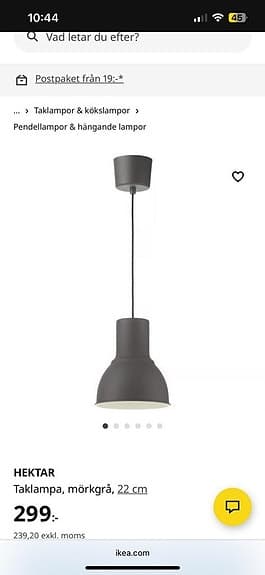 taklampa och sänglampor HEKTAR från IKEA