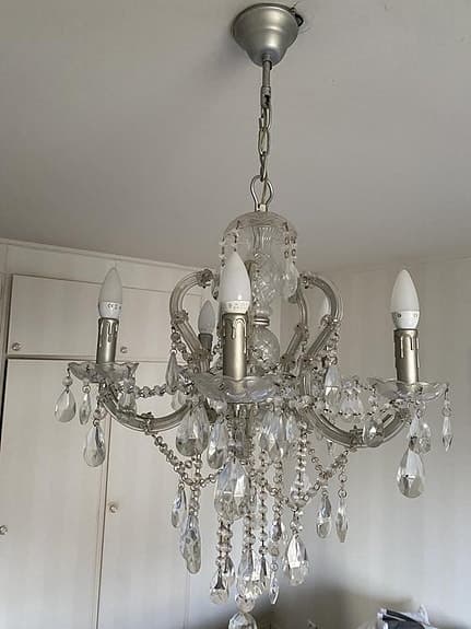 Krystal Lampa med 5 glad lampor.