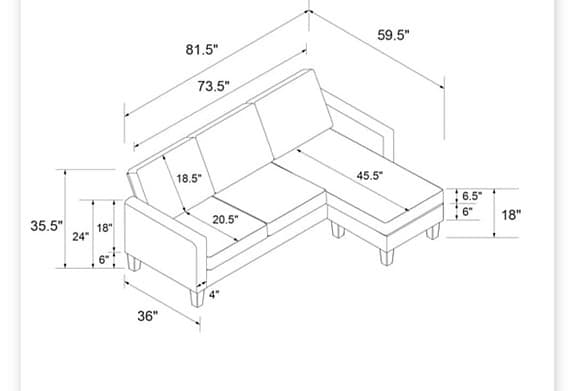 Bowen hörnsoffa i L-form med kontrastkant i blå chenile.