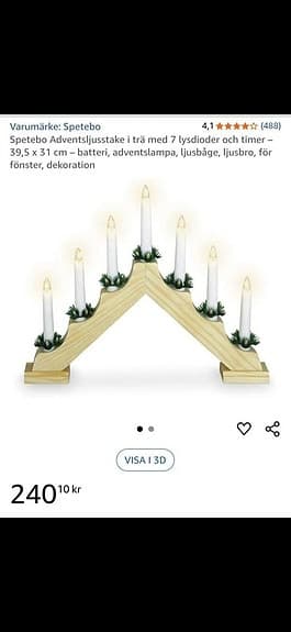 Sladdlös adventsljusstake i trä med 7 lysdioder och timer