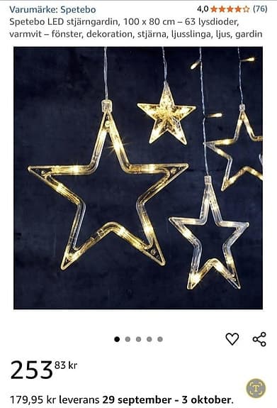 Helt ny LED stjärngardin med 63 lysdioder från Spetebo