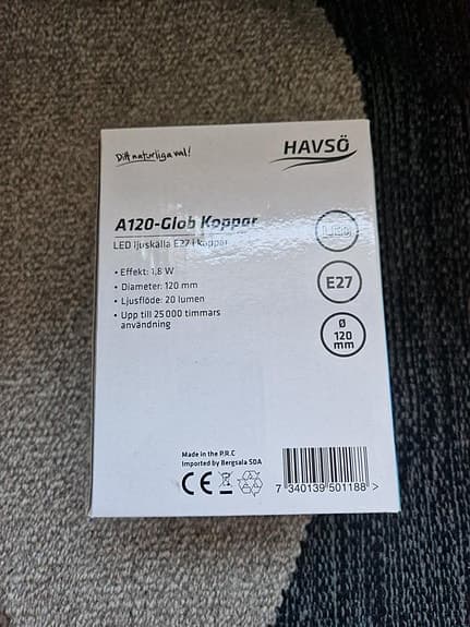 Dekorationslampor/Globe-lampor E27 – oanvända